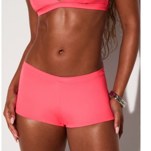 Fabletics Women's Pink Punch Neon Classic White Swim Shorts Size L - Picture 1 of 8
